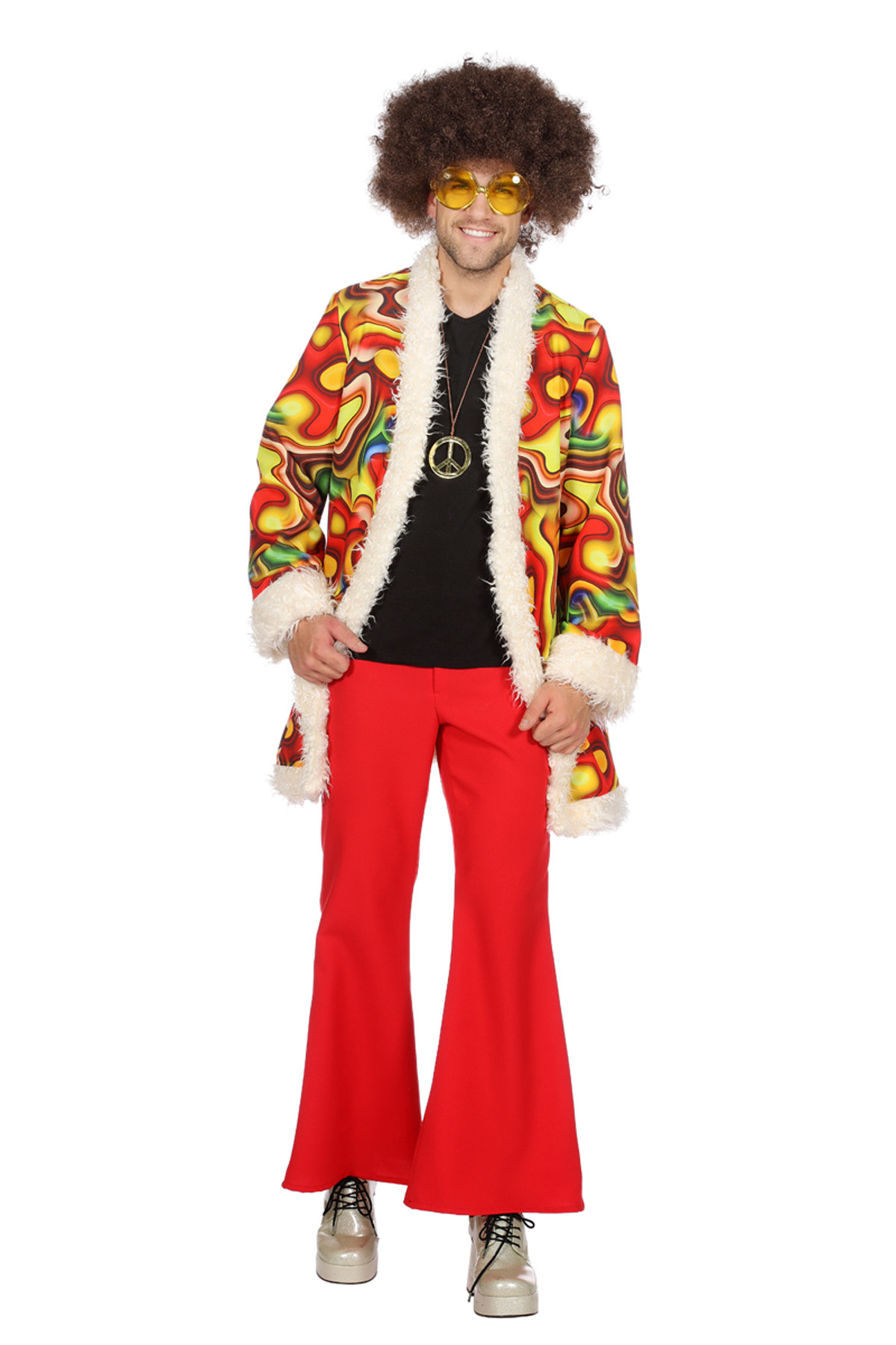 Hippieman Jimmy - Willaert, verkleedkledij, carnavalkledij, carnavaloutfit, feestkledij, flower power, hippie, jaren 60, sixties